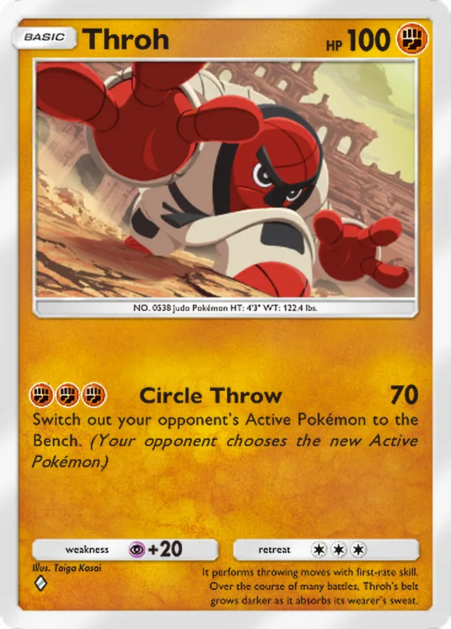 Throh, Pulsing Aura #085, Basic Fighting Pokémon, illustrated by Taiga Kasai