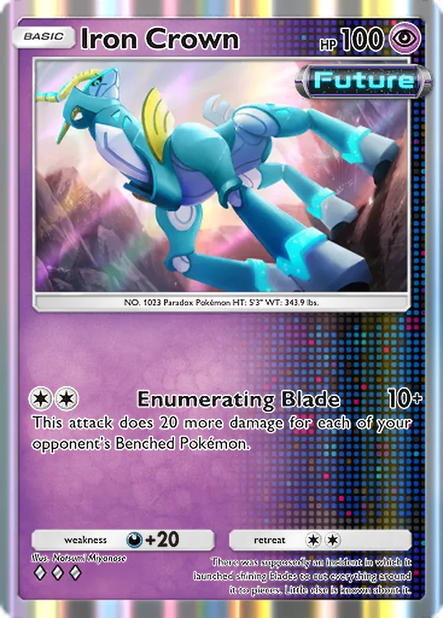 Iron Crown, Paradox Drive #030, Basic Psychic Pokémon, illustrated by Natsumi Miyanose