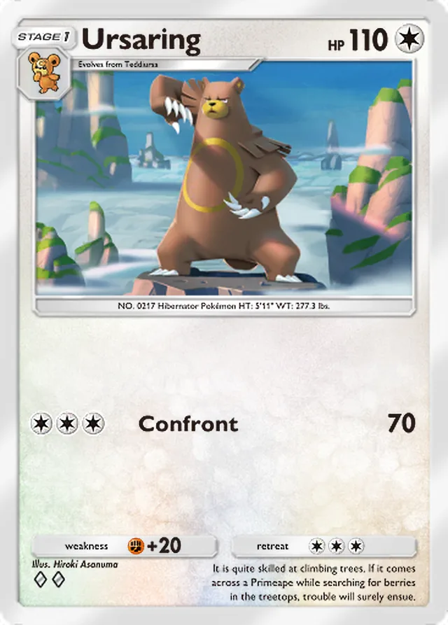 Ursaring, Everyday Wonders #057, Stage 1 Colorless Pokémon, illustrated by Hiroki Asanuma