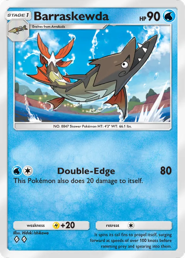Barraskewda, Mega Rising #079, Stage 1 Water Pokémon, illustrated by Hideki Ishikawa