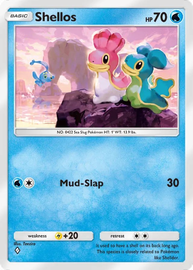 Shellos, Space-Time Smackdown #040, Basic Water Pokémon, illustrated by Teeziro