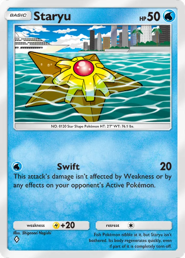 Staryu, Ruler of the Skies #032, Basic Water Pokémon, illustrated by Shigenori Negishi