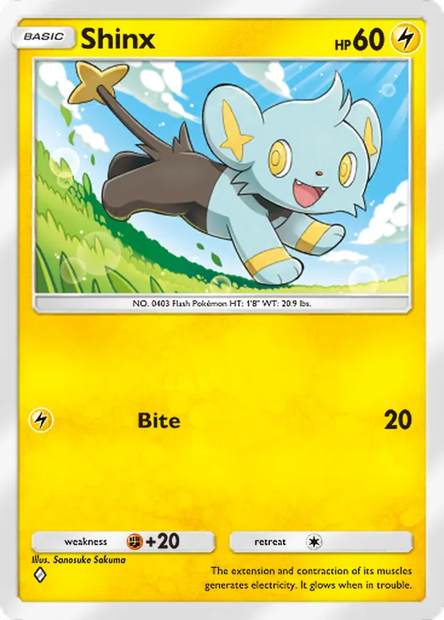 Shinx, Extradimensional Crisis #013, Basic Lightning Pokémon, illustrated by Sanosuke Sakuma