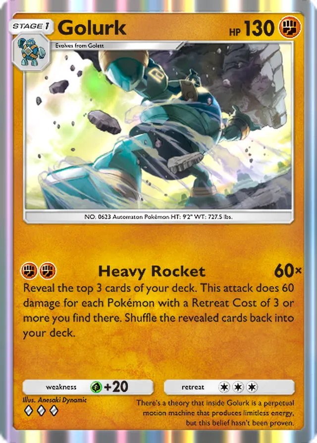 Golurk, Mega Rising #136, Stage 1 Fighting Pokémon, illustrated by Anesaki Dynamic