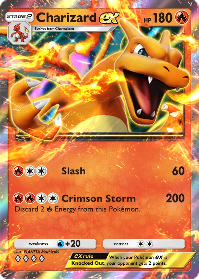 Charizard ex, Genetic Apex #036, Stage 2 Fire Pokémon, illustrated by PLANETA Mochizuki