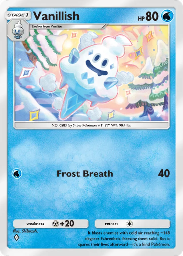 Vanillish, Fantastical Parade #038, Stage 1 Water Pokémon, illustrated by Shibuzoh.