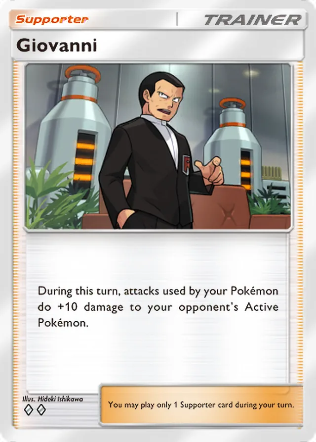 Giovanni, Genetic Apex #223, Trainer card, illustrated by Hideki Ishikawa