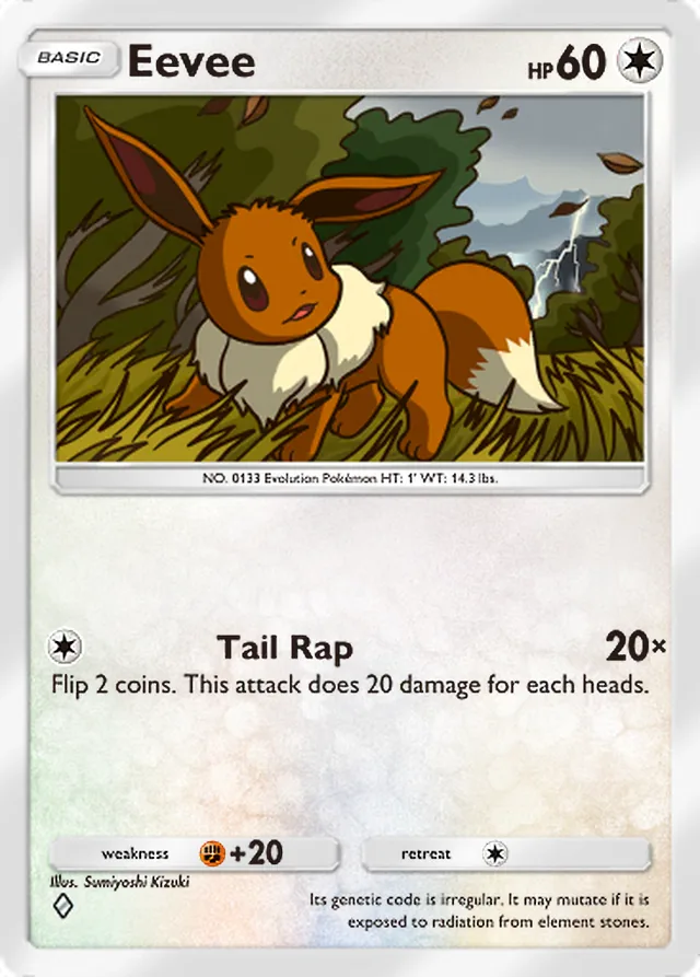 Eevee, Ruler of the Skies #131, Basic Colorless Pokémon, illustrated by Sumiyoshi Kizuki
