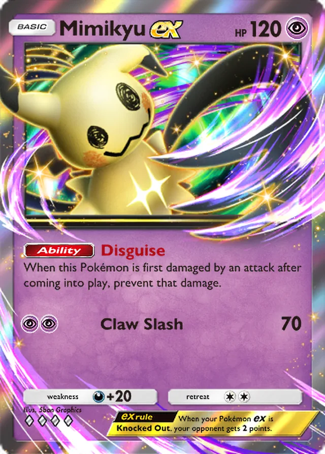 Mimikyu ex, Fantastical Parade #073, Basic Psychic Pokémon, illustrated by 5ban Graphics