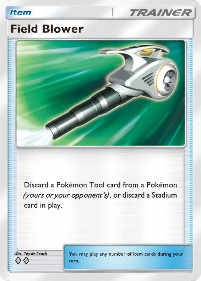 Field Blower, Pulsing Aura #147, Trainer card, illustrated by Toyste Beach