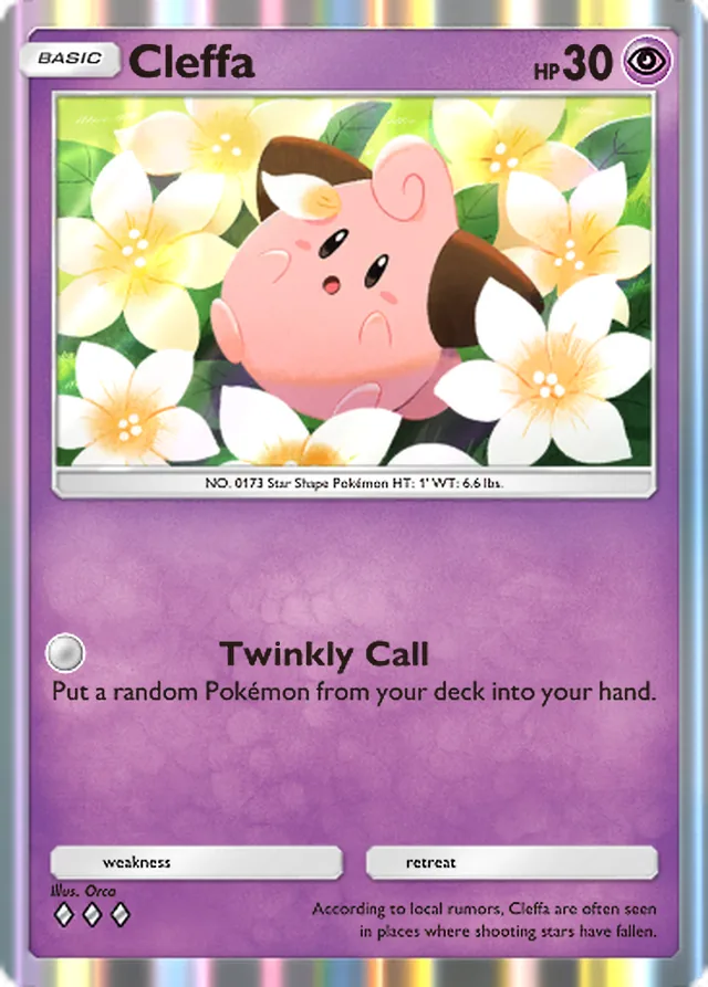 Cleffa, Wisdom of Sea and Sky #077, Basic Psychic Pokémon, illustrated by Orca