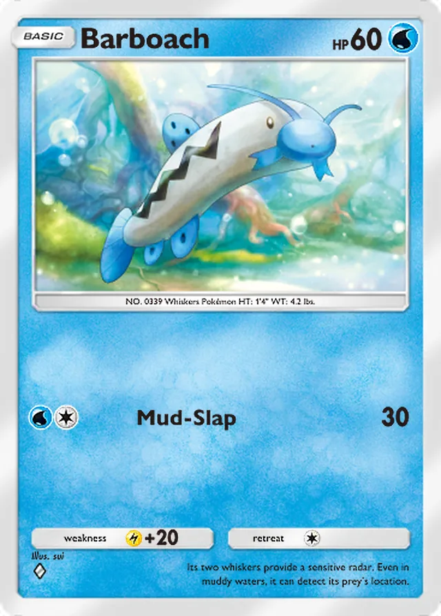 Barboach, Triumphant Light #016, Basic Water Pokémon, illustrated by sui
