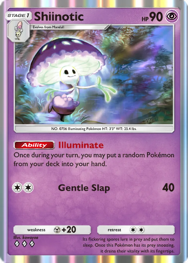 Shiinotic, Extradimensional Crisis #027, Stage 1 Psychic Pokémon, illustrated by kawayoo