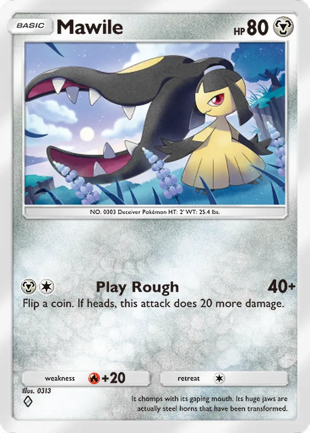 Mawile, Ruler of the Skies #105, Basic Metal Pokémon, illustrated by 0313