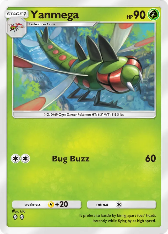 Yanmega, Wisdom of Sea and Sky #019, Stage 1 Grass Pokémon, illustrated by Uta