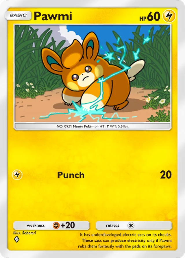Pawmi, Shining Revelry #026, Basic Lightning Pokémon, illustrated by Saboteri