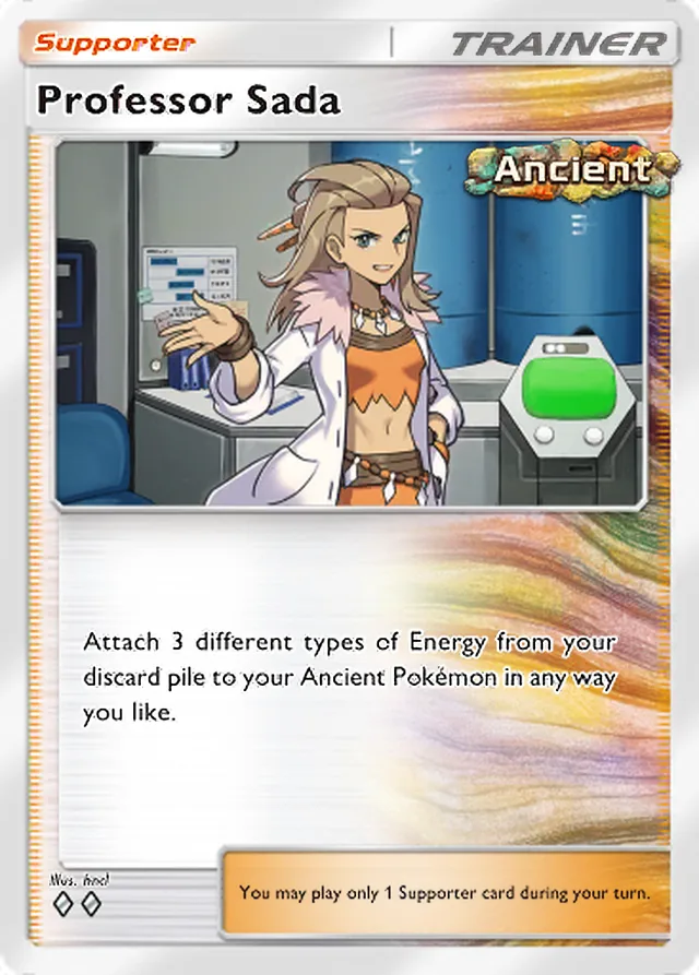 Professor Sada, Paradox Drive #072, Trainer card, illustrated by hncl