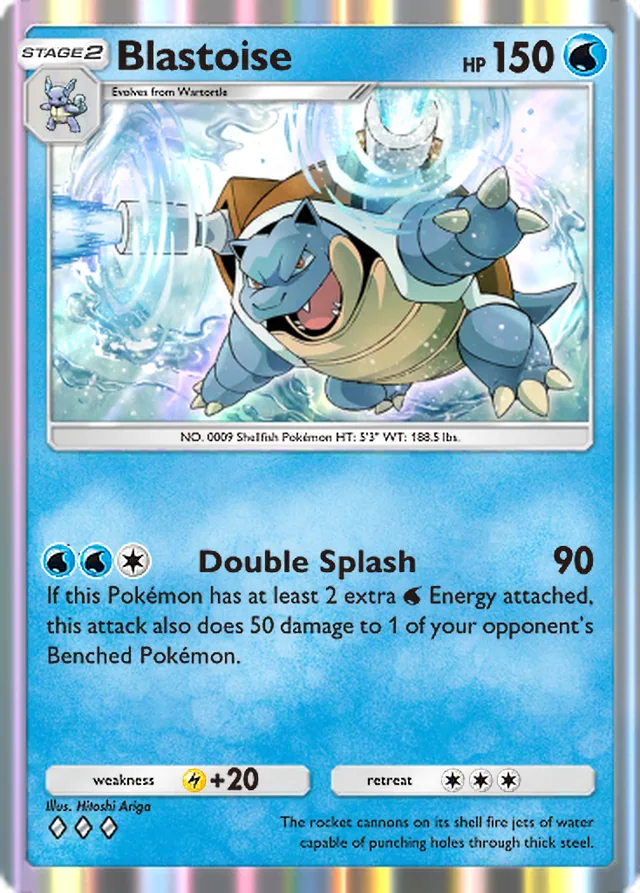 Blastoise, Crimson Blaze #019, Stage 2 Water Pokémon, illustrated by Hitoshi Ariga