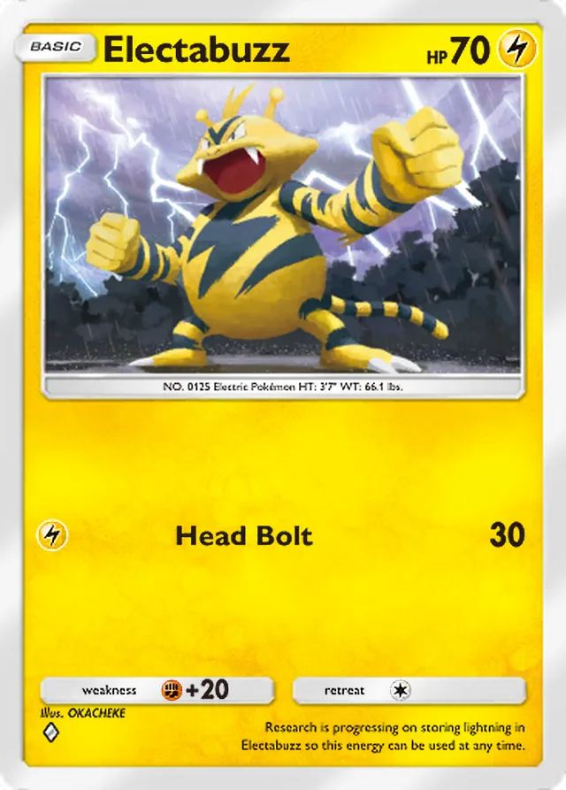 Electabuzz, Mega Shine #024, Basic Lightning Pokémon, illustrated by OKACHEKE