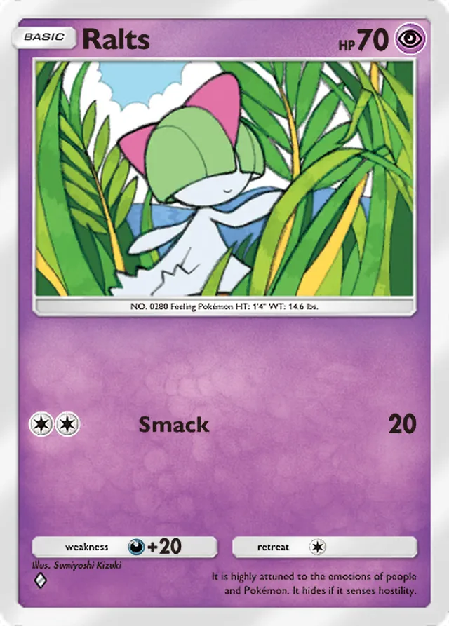 Ralts, Pulsing Aura #063, Basic Psychic Pokémon, illustrated by Sumiyoshi Kizuki
