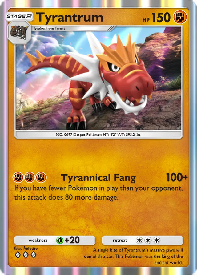 Tyrantrum, Fantastical Parade #090, Stage 2 Fighting Pokémon, illustrated by hatachu