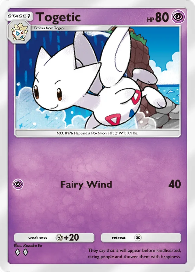 Togetic, Space-Time Smackdown #064, Stage 1 Psychic Pokémon, illustrated by Kanako Eo