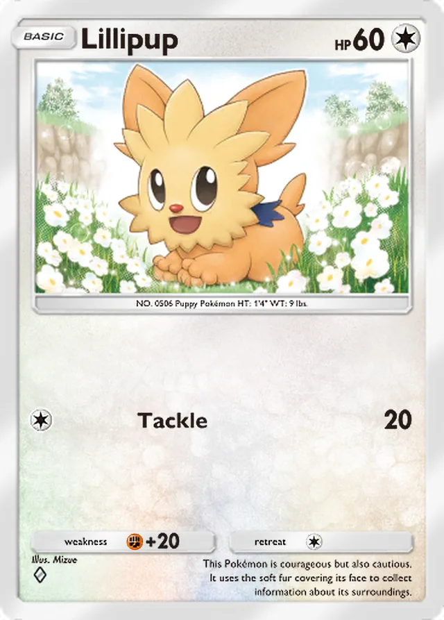 Lillipup, Extradimensional Crisis #054, Basic Colorless Pokémon, illustrated by Mizue