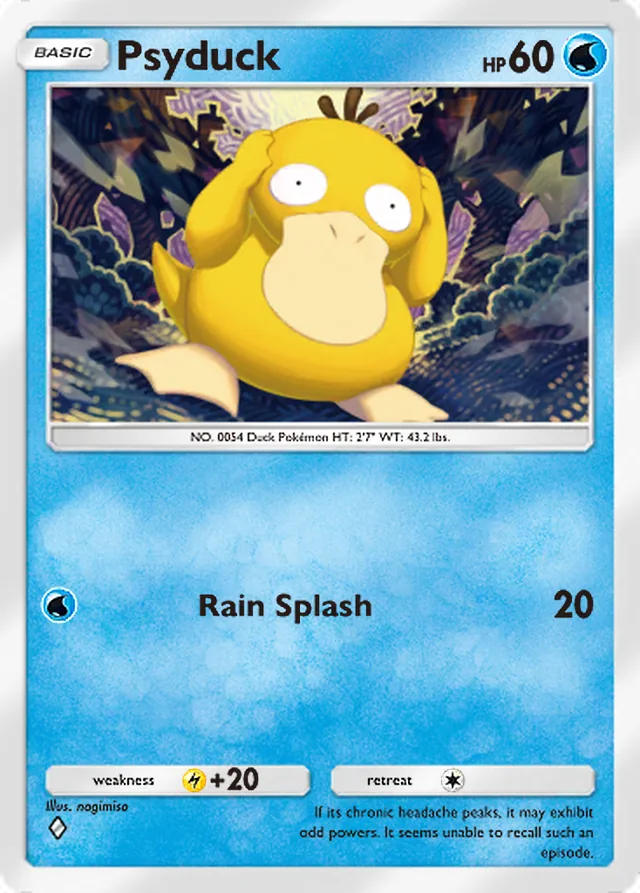 Psyduck, Mega Rising #048, Basic Water Pokémon, illustrated by nagimiso