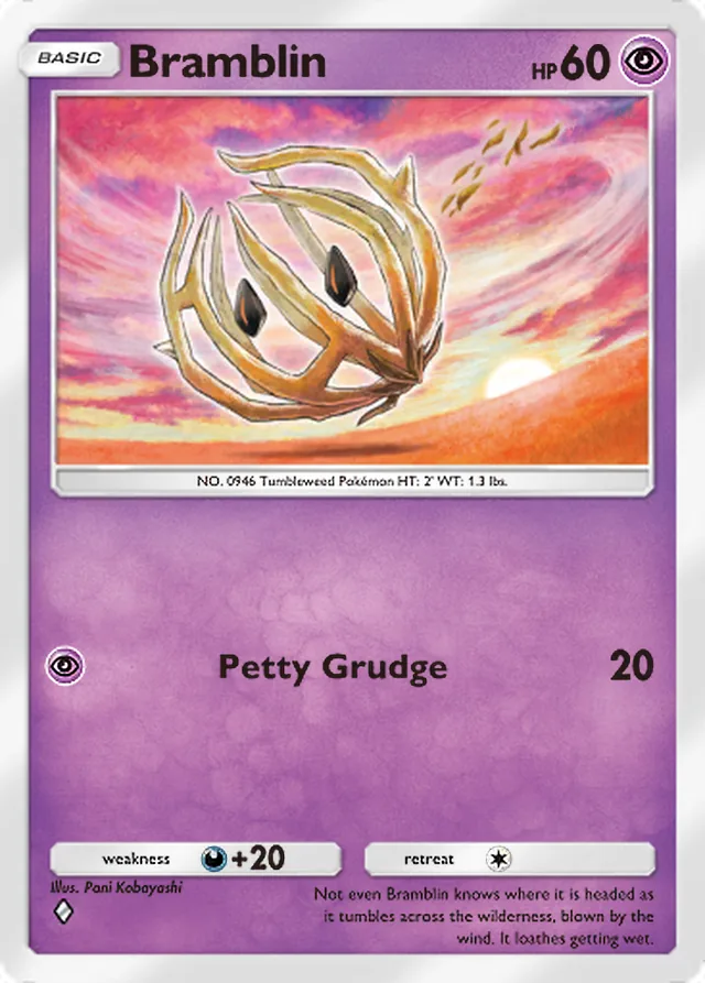 Bramblin, Pulsing Aura #072, Basic Psychic Pokémon, illustrated by Pani Kobayashi