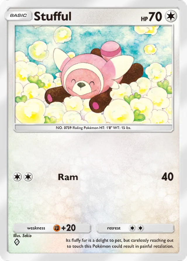 Stufful, Extradimensional Crisis #057, Basic Colorless Pokémon, illustrated by Sekio