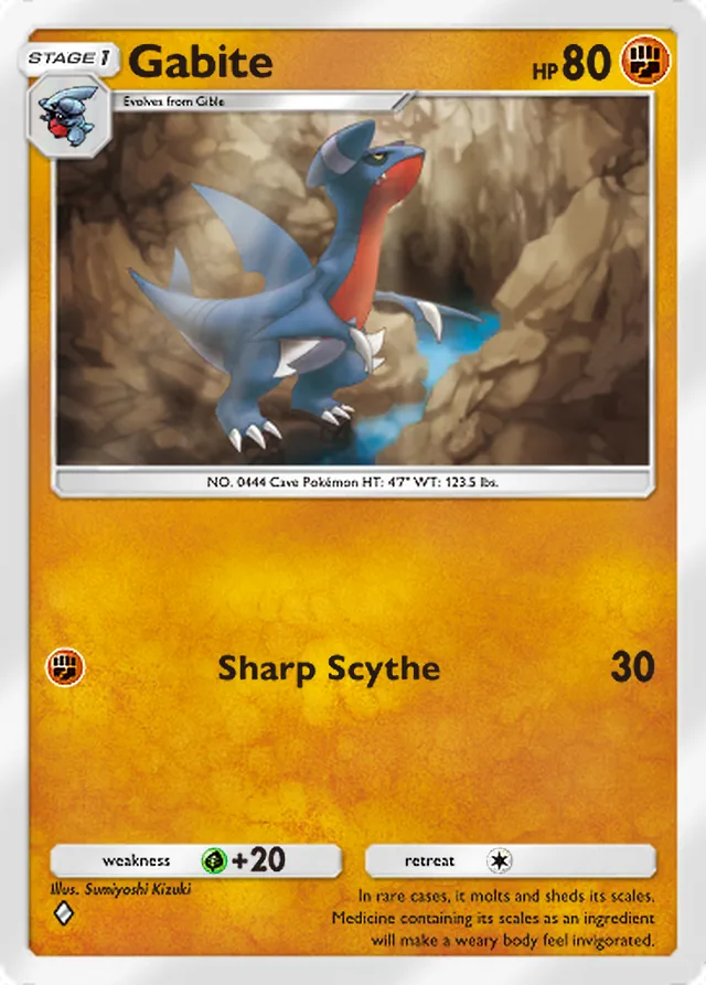Gabite, Triumphant Light #046, Stage 1 Fighting Pokémon, illustrated by Sumiyoshi Kizuki