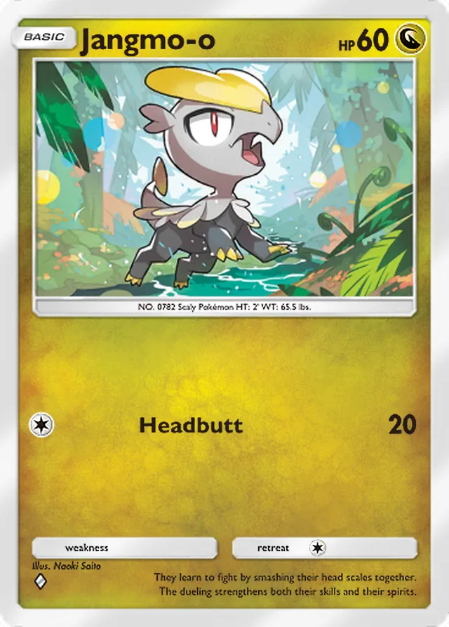 Jangmo-o, Celestial Guardians #125, Basic Dragon Pokémon, illustrated by Naoki Saito