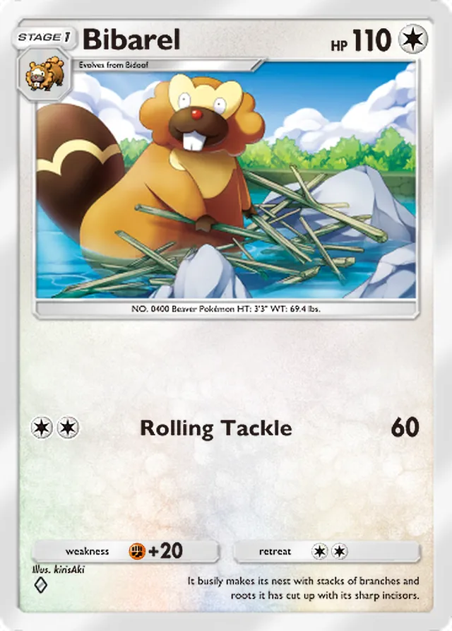 Bibarel, Space-Time Smackdown #136, Stage 1 Colorless Pokémon, illustrated by kirisAki