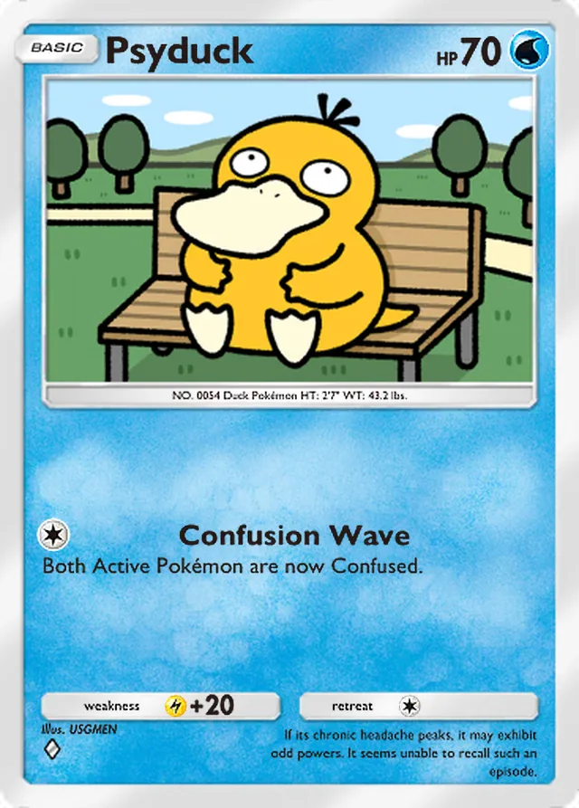Psyduck, Everyday Wonders #011, Basic Water Pokémon, illustrated by USGMEN