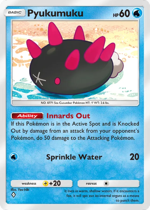 Pyukumuku, Celestial Guardians #054, Basic Water Pokémon, illustrated by You Iribi