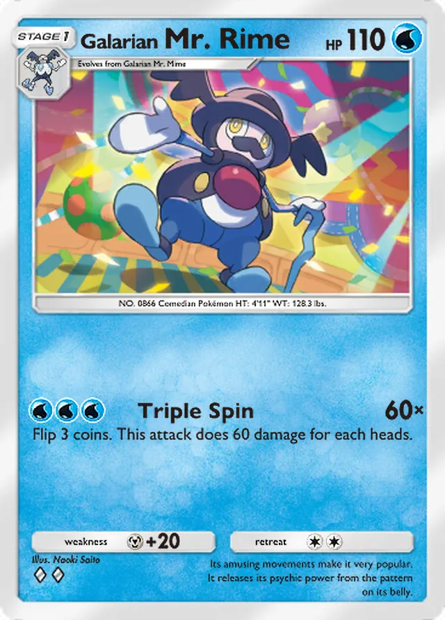 Galarian Mr. Rime, Fantastical Parade #031, Stage 1 Water Pokémon, illustrated by Naoki Saito