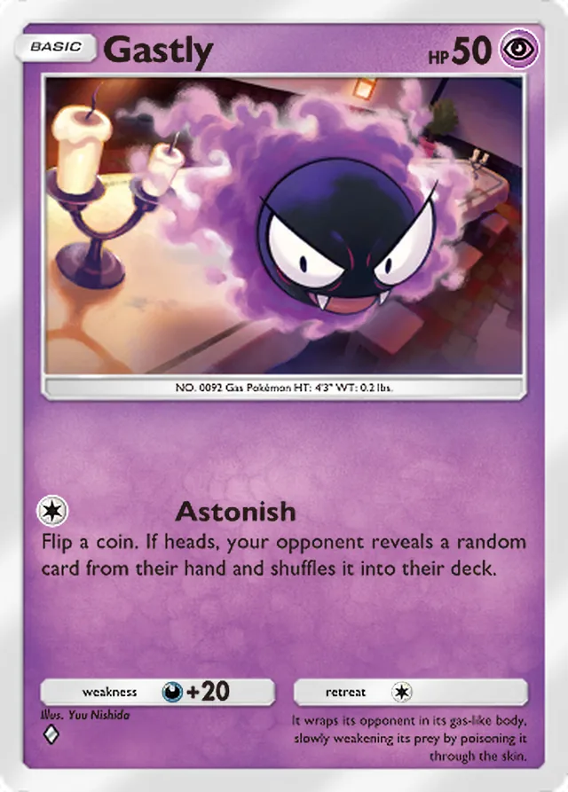 Gastly, Triumphant Light #031, Basic Psychic Pokémon, illustrated by Yuu Nishida