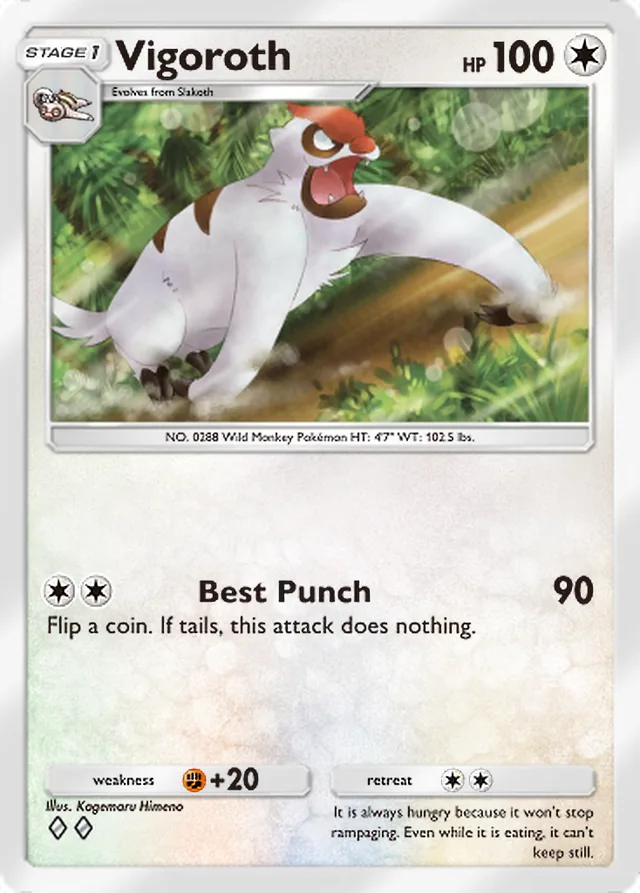 Vigoroth, Fantastical Parade #135, Stage 1 Colorless Pokémon, illustrated by Kagemaru Himeno