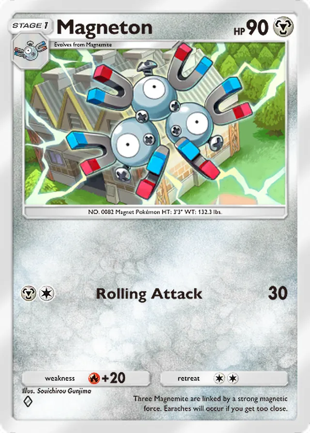 Magneton, Triumphant Light #054, Stage 1 Metal Pokémon, illustrated by Souichirou Gunjima