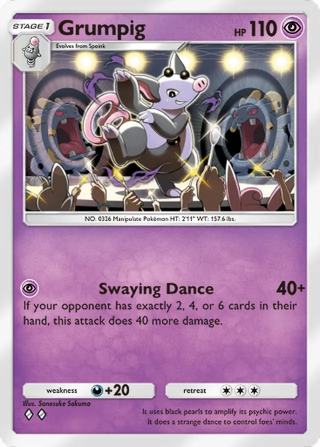 Grumpig, Mega Shine #032, Stage 1 Psychic Pokémon, illustrated by Sanosuke Sakuma