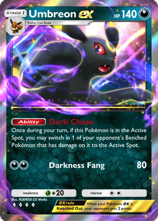 Umbreon ex, Wisdom of Sea and Sky #112, Stage 1 Darkness Pokémon, illustrated by PLANETA CG Works