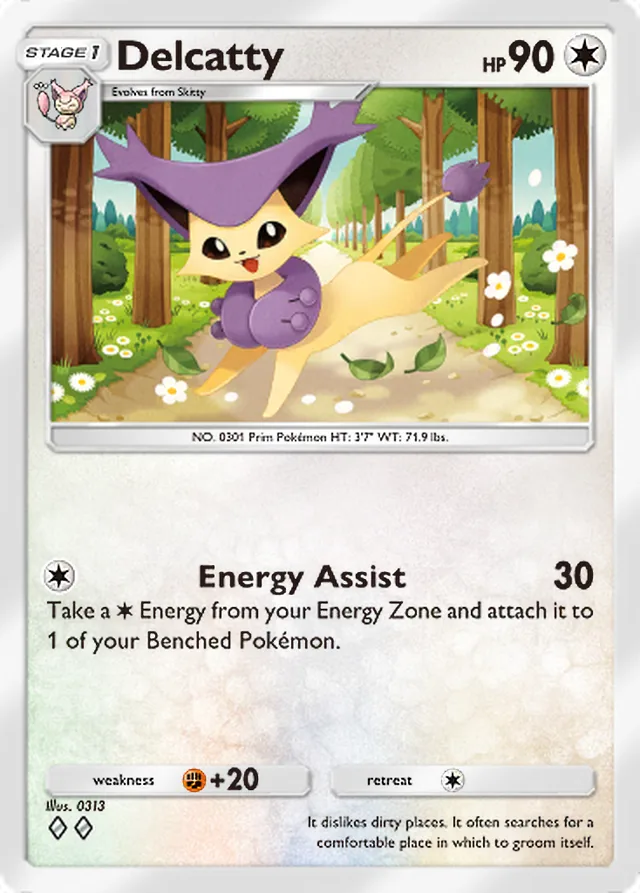 Delcatty, Celestial Guardians #130, Stage 1 Colorless Pokémon, illustrated by 0313