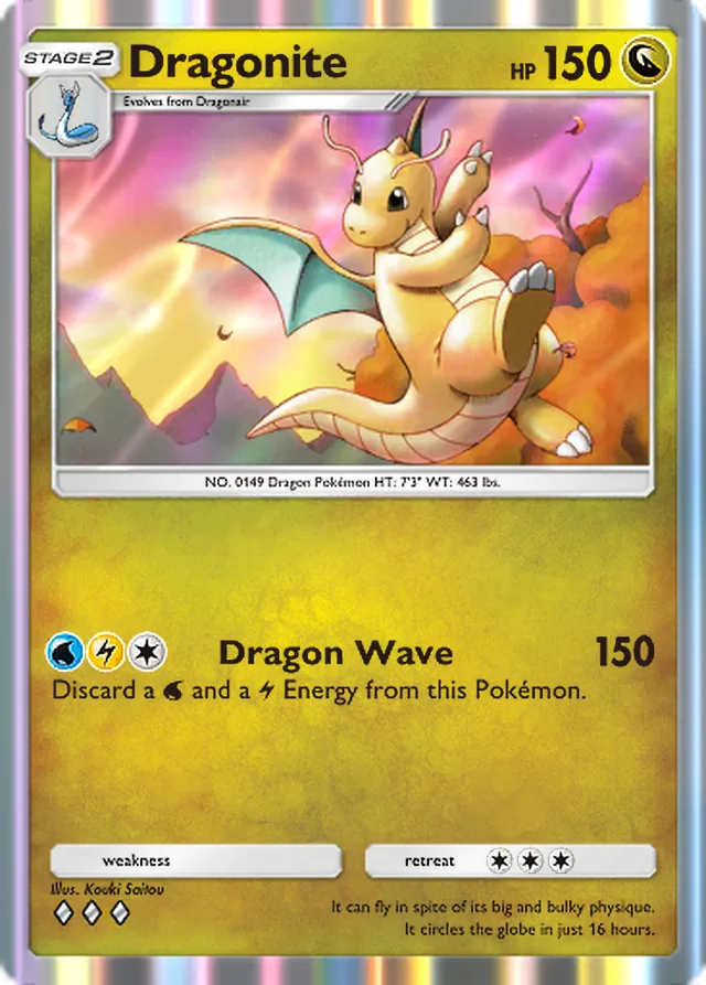 Dragonite, Mega Shine #053, Stage 2 Dragon Pokémon, illustrated by Kouki Saitou