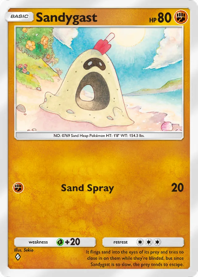 Sandygast, Everyday Wonders #039, Basic Fighting Pokémon, illustrated by Sekio