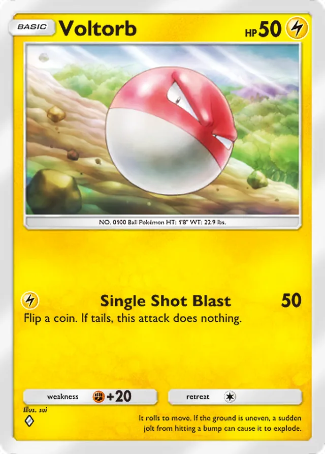 Voltorb, Pulsing Aura #055, Basic Lightning Pokémon, illustrated by sui