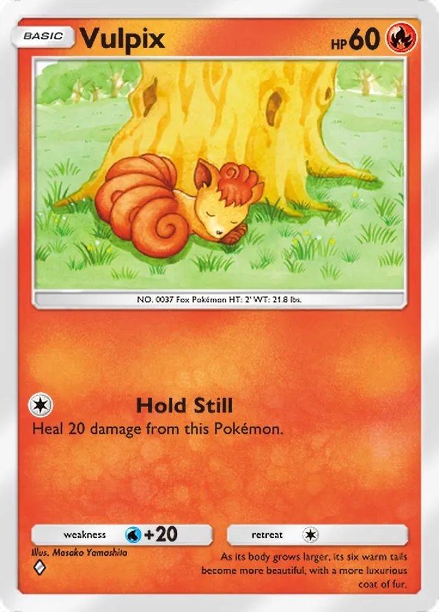 Vulpix, Everyday Wonders #008, Basic Fire Pokémon, illustrated by Masako Yamashita