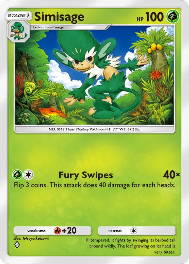 Simisage, Mega Rising #014, Stage 1 Grass Pokémon, illustrated by tetsuya koizumi