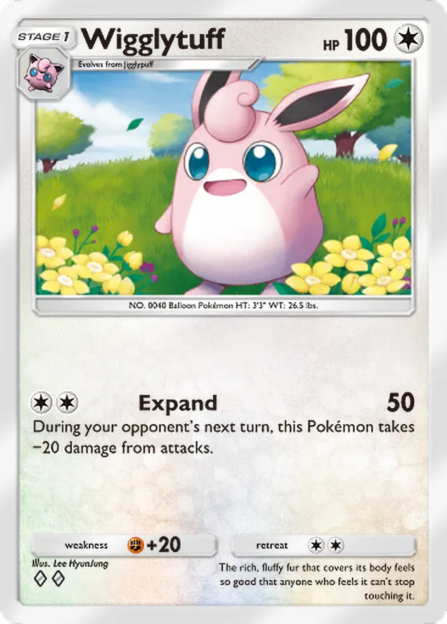 Wigglytuff, Everyday Wonders #052, Stage 1 Colorless Pokémon, illustrated by Lee HyunJung