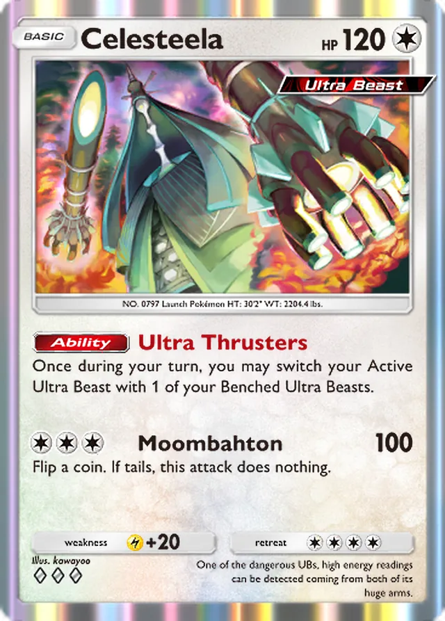 Celesteela, Extradimensional Crisis #062, Basic Colorless Pokémon, illustrated by kawayoo