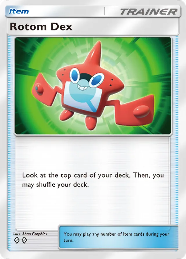 Rotom Dex, Celestial Guardians #145, Trainer card, illustrated by 5ban Graphics